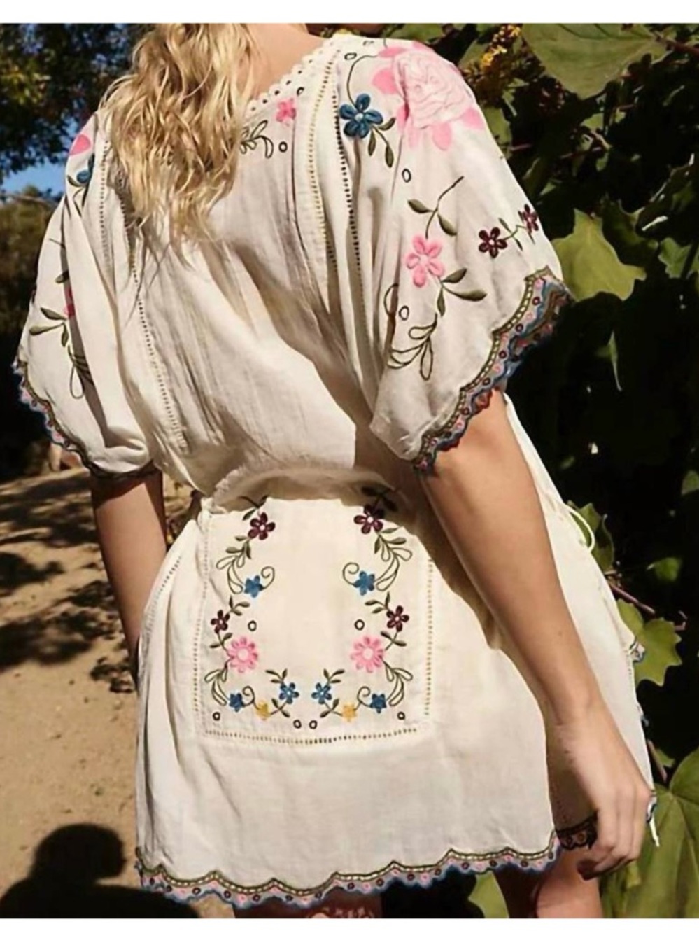 FREE PEOPLE “Danielle” Cotton Voile Embroidered Blouse Cloud Dancer Large NWT - Picture 14 of 15